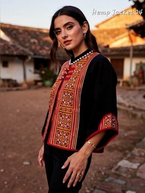 Handcrafted Ethnic Embroidered Hemp Jacket/